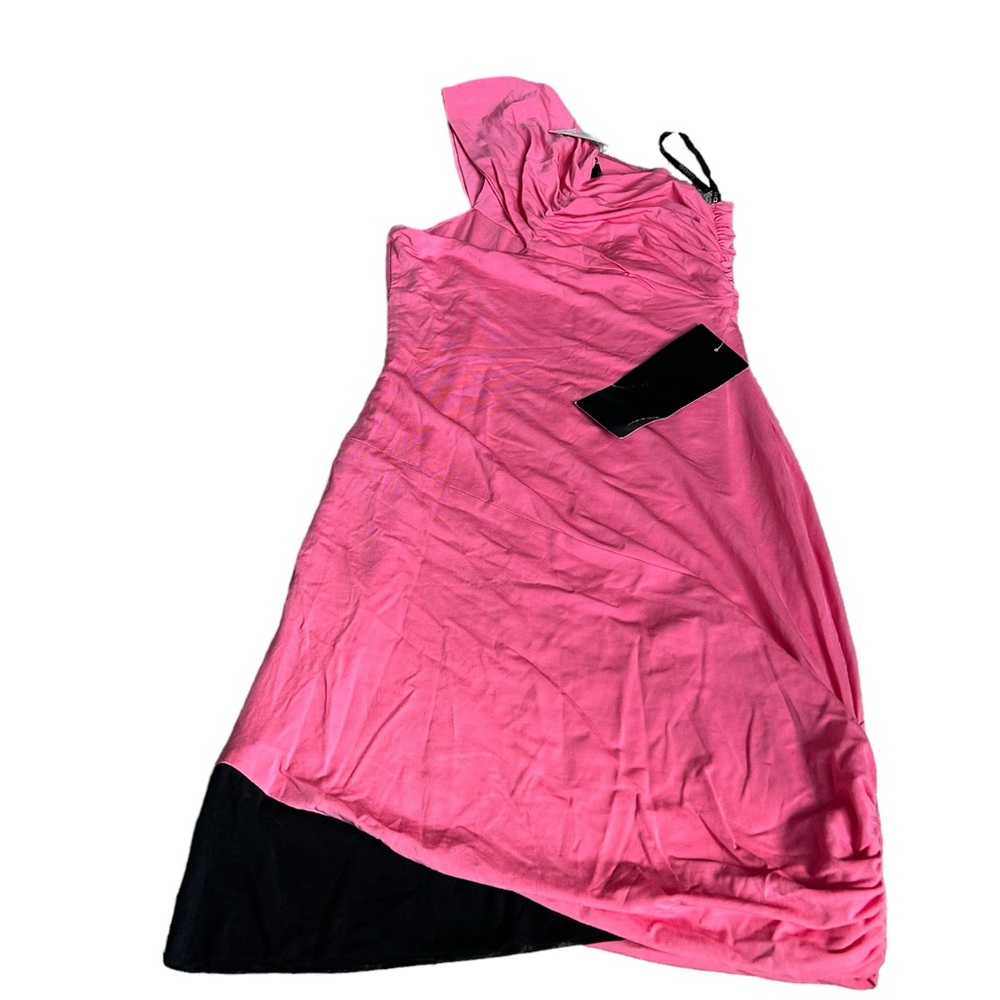 BEBE one shoulder mesh and jersey dress nwt